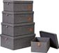 LOVE !T STORE !T LOVE IT STORE IT Premium opbergdozen met deksel, 5-delige set van hoogwaardige stof, zeer stabiel, grijs, 5 verschillende maten