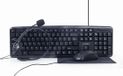 Gembird set 4-en-1 de bureau - clavier USB, souris, casque et tapis de souris / Noir