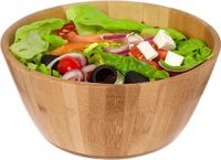 5Five Salade of voedsel serveer schaal - bamboe hout - lichtbruin - D28 x H12 cm