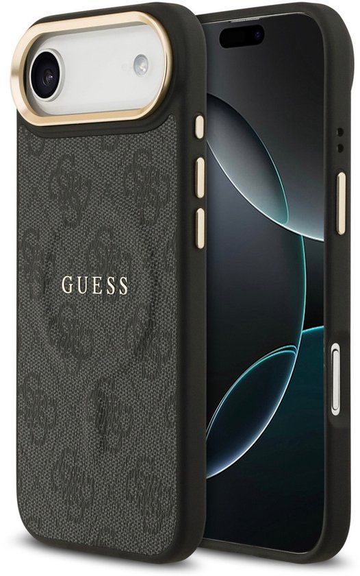 Guess Back Cover - iPhone 17 Air - Zwart - PU Leather - 4G Classic Logo