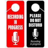 Opname Recording in Progress - Please Do Not Disturb Sign, Deurknop Hanger 2 Pack, Dubbelzijdig, Ideaal voor gebruik in elke kamer.