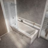 Hudson Reed Sandford Baignoire douche rectangulaire moderne - 150 x 70 cm - Pare-baignoire chromé