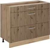 Vicco Keukenonderkast R-Line, Artisanaal eiken/Goudkleurig Eiken, 100 cm zonder werkblad