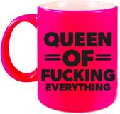 Bellatio Decorations Queen of everything mok - roze - keramiek - 300 ml