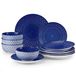 Vancasso Service de table, 12 pièces, porcelaine bleue et blanche, service combiné composé d'assiettes plates, d'assiettes à dessert et de bols pour 4 personnes