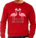 Bellatio Decorations Foute Kersttrui/sweater voor heren - Merry Christmas - rood - flamingo's S