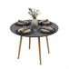 Relaxdays Table à manger ronde - Ø 90 cm - pieds en bambou - noir-naturel