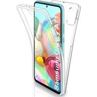 Phonillico® Hoesje voor Samsung Galaxy A71 - TPU Siliconen Volledig transparant Beschermend Zacht Ultradun 2 in elkaar grijpende onderdelen voor en achter