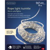 Lumineo Lichtslang zilver met warm witte verlichting 9 meter 567 lampjes