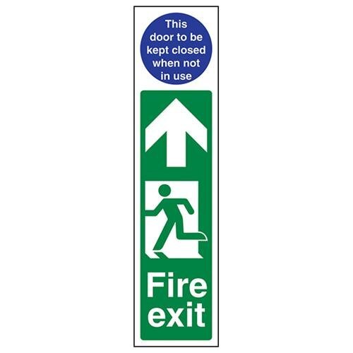 V Safety VSafety Fire Exit Deur Plaat Man Links/Deur Te Behouden Gesloten Teken - 75mm x 300mm - 1mm Rigid Plastic