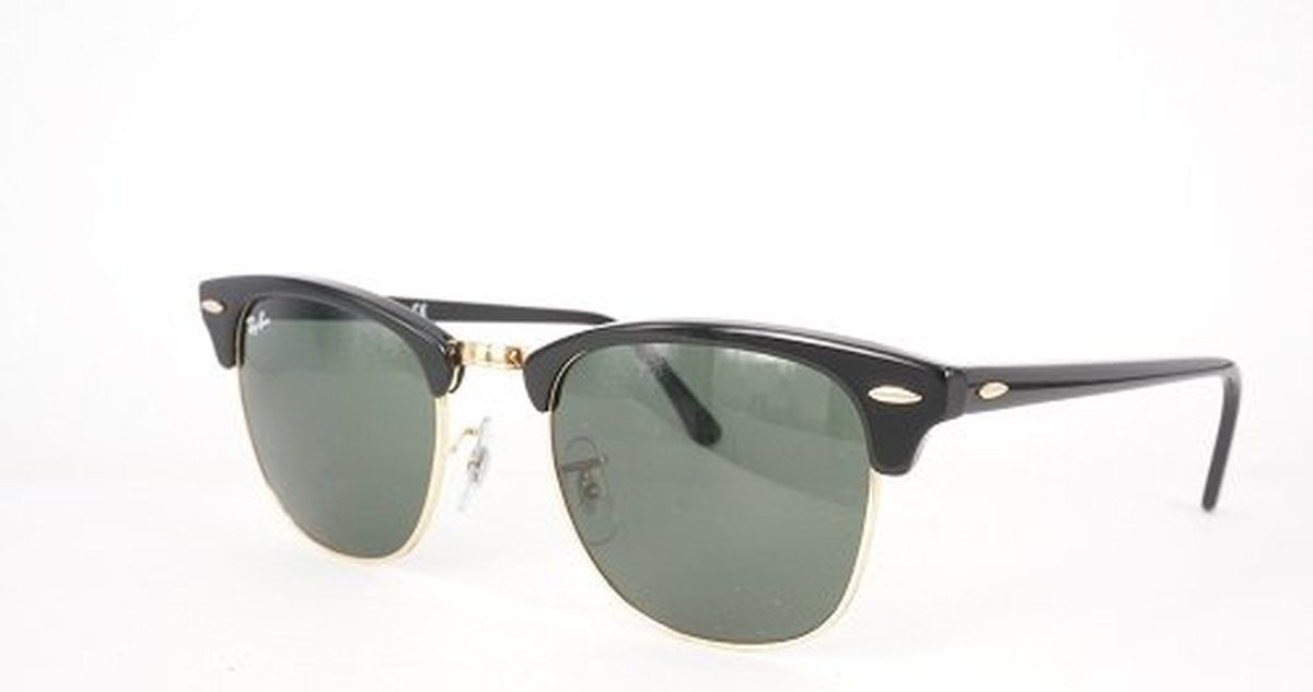 Ray-Ban RB 3016 W 0365 Clubmaster Classic Zonnebril Zwart Goud Groen 51 mm