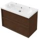 Saniclass Holz Frame Badkamermeubelset - 100x45x63.5cm - Palermo keramische wastafel wit - 1 wasbak - 2 kraangaten - 2 lades - mat walnut pure (hout) SW1578599/SW24916