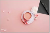 Dietrix Inductie beschermer 60x52 - Koffie en Chocola - Roze Koffie en bloem