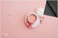 Dietrix Inductie beschermer 60x52 - Koffie en Chocola - Roze Koffie en bloem