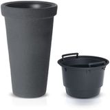 Prosperplast Plantenpot/bloempot Flower Tower - kunststof - antraciet - D40 x H60 cm - met binnenpot