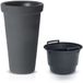 Prosperplast Plantenpot/bloempot Flower Tower - kunststof - antraciet - D40 x H60 cm - met binnenpot