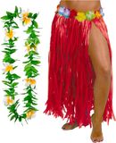 Hawaii Hawaii jupe et collier de fleurs - Adultes - rouge - thème tropical - hula