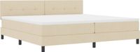 vidaXL Boxspringbed met LED-stripverlichting, Crème, 200 x 200 cm, Stof