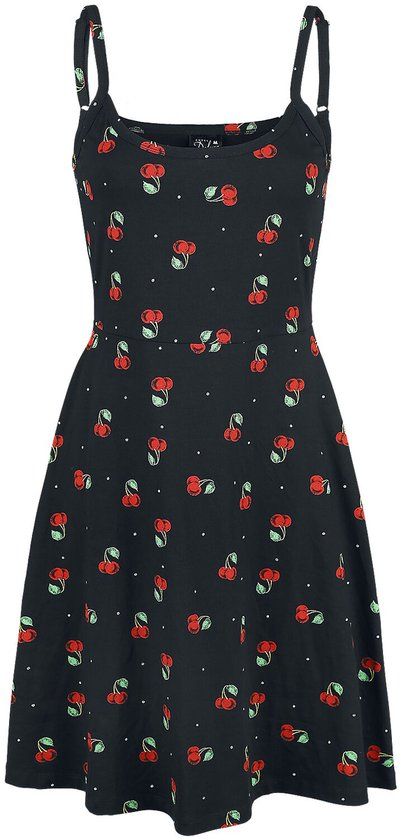 Pussy Deluxe Sweet Cherry Dames Midi-jurk - Zwart - S