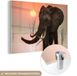 MuchoWow® Glass Painting 30x20 cm - Elephant - Acrylic Glass - Sunset - Animals - Wall Art