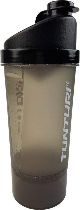 Tunturi Protein Shaker - Shakebeker met zeef en opslag c.q. Bewaarcompartiment - 600ml