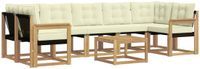 vidaXL Hoek loungeset Wit en crème Acacia hout