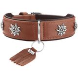 HUNTER hondenhalsband MÜNCHEN van leer, cognac/zwart, maat 50