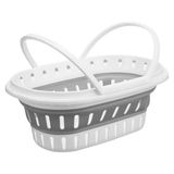 Kipit Draagmand Wasmand - Opvouwbaar - Kunststof - 49 Liter - Grijs/Wit - 58 x 38 x 23 cm