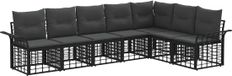 vidaXL - Hoek loungeset - 7 zitplekken - Polyester - Zwart en donkergrijs