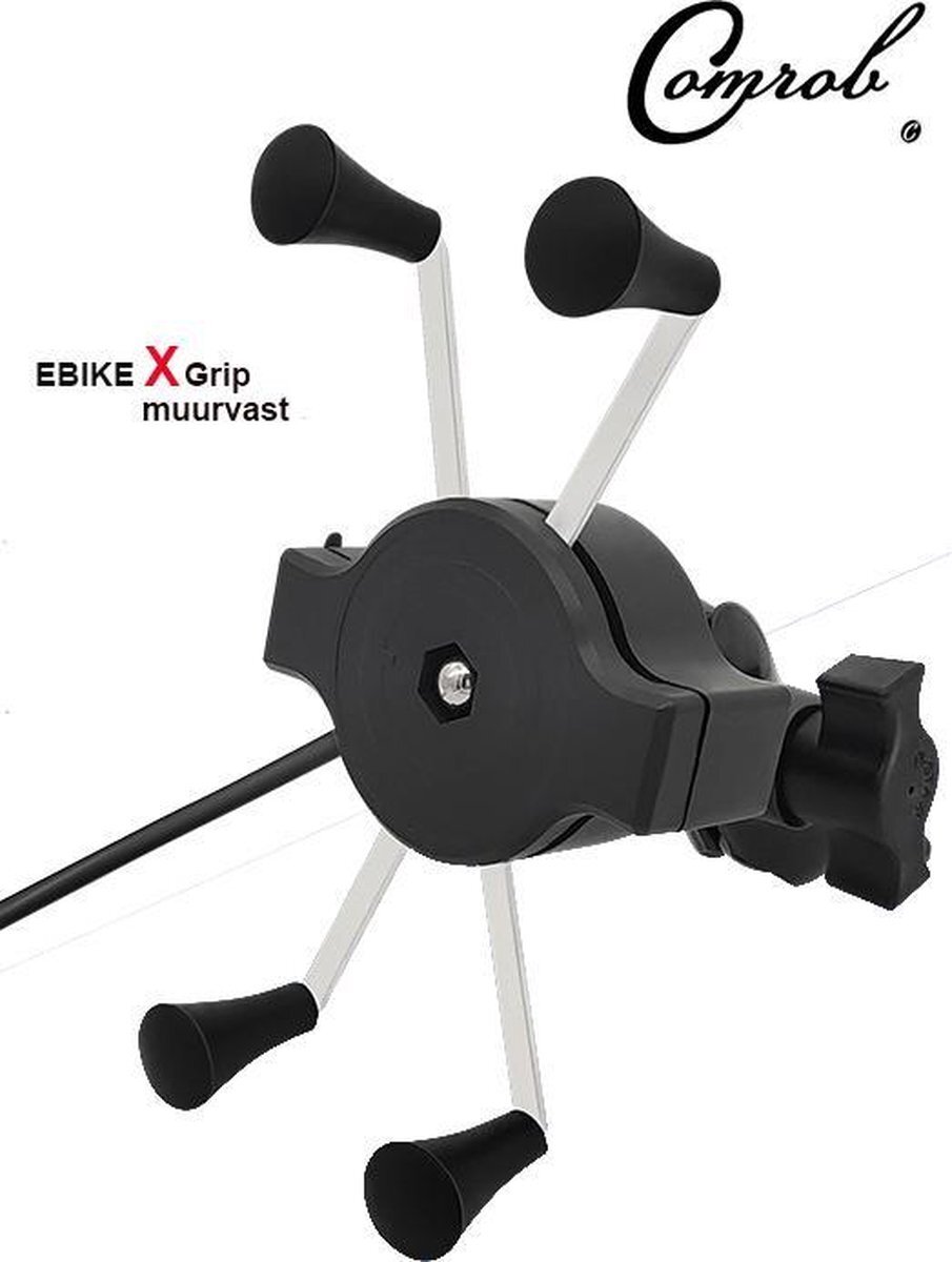 Comrob X-grip speciaal voor Ebike Elektrische Fiets input 30/150 volt Usb Smartphone POWER oplader bevestiging op het stuur ook voor Motor en scooter