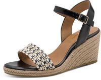 Tamaris - Dames - Sandalen - Zwart - Maat 42 - Sleehak - Glitter