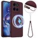 Motorola Coque Motorola Edge 60 Stylus en Silicone Liquide - Compatible MagSafe - Vin Rouge