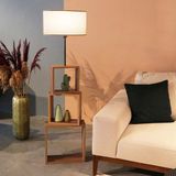 lux.pro Staande lamp Mansfield 140 cm E27 houtkleurig zwart en creme