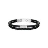Fossil Machine JF04989040 Leren herenarmband, zwart