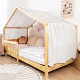 LILIMAUS Huisbed hemeltje uit één stuk - bedhemel voor huisbed - 135 x 360 cm - mousseline katoen - wit