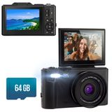 Senzo Digitale Camera 5K met WiFi - 75MP - 18x Zoom - 60FPS - Fotocamera - Fototoestel - Compact Camera - Vlog Camera - Video Camera - Incl. 64GB