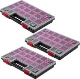 KADAX Organizer, gereedschapskist van kunststof, magazijn voor kleine onderdelen met transparant deksel, magazijn voor kleine onderdelen in verschillende maten, assortimentsdoos (34 x 25 cm, 3 stuks)