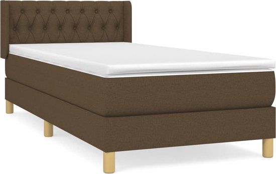vidaXL Boxspring met matras stof donkerbruin 90x200 cm