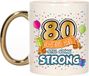 Bellatio Decorations Mok 80 jaar - Goud - 300 ml - Keramiek