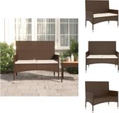 vidaXL Tuinbank 2-zits met kussens poly rattan bruin