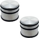 Merkloos Deurstopper - 2x - met rubberen bescherming - rond - 9 x 7,5 cm - 1,1 kg