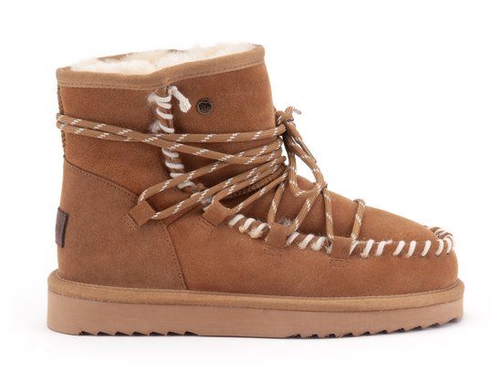 Warmbat Kalbarri Suede lace boot Dames Laarzen - Cognac - Maat 39