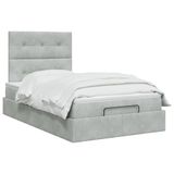 vidaXL Ottoman bed met matras Lichtgrijs 120 x 190 cm Fluweel