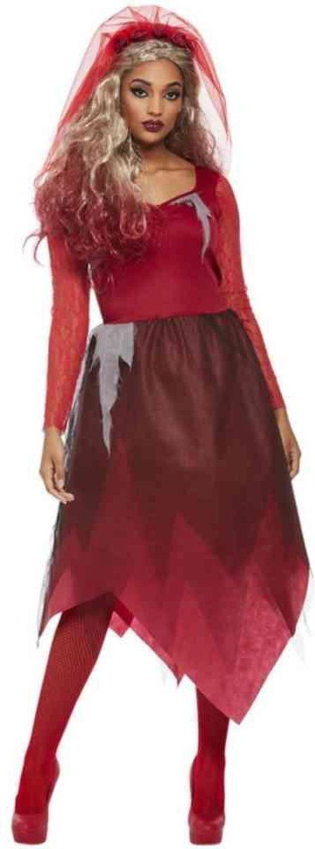 Smiffys Grave Yard Bride Kostuum - Rood - Maat M