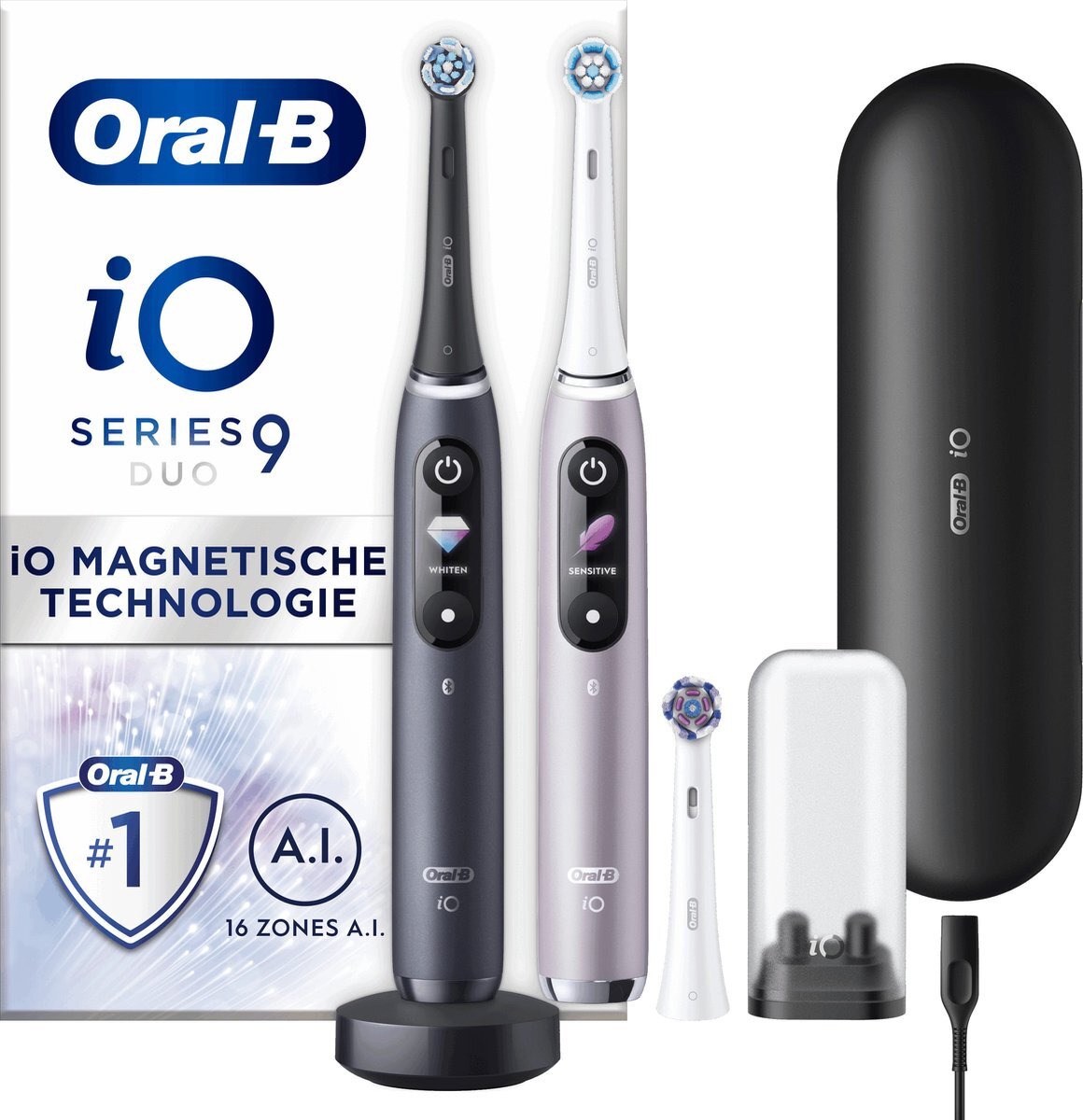 Oral-B iO 9 Elektrische Tandenborstel - Duopack - Roze en Zwart
