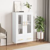 vidaXL Hoge kast - 69,5x31x115 cm - Bewerkt hout - Wit
