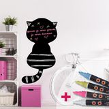 Ambiance Sticker Leisteen krijtbord – zelfklevende muurstickers – schattige kat – H 120 x L 65 cm + 4 vloeibare krijtjes