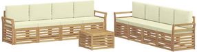 vidaXL - Buiten - bank - set - 9 - st - Wit - en - crèmekleurig - Polyester