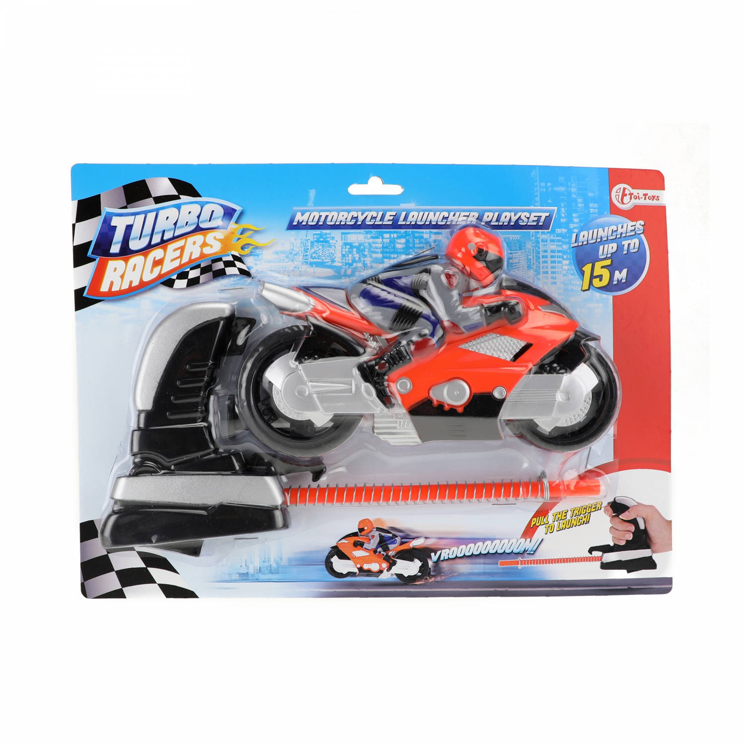 Toi Toys afschietmotor met rijder 12 cm