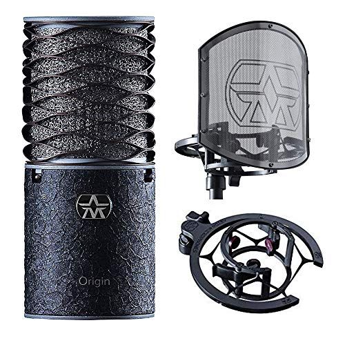 Aston Microphones ORIGIN BLACK BUNDLE Condensatormicrofoon, hoge prestaties, groot diafragma, cardioïde, inclusief SWIFTSHIELD popfilter/shock mount